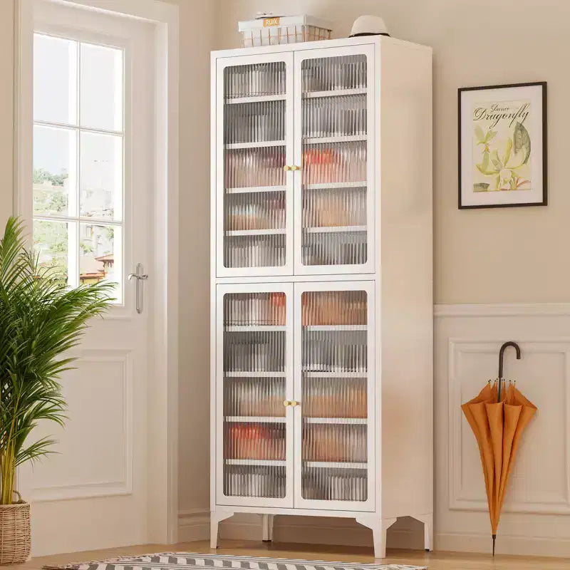 Bekrvio 71 Grand Meuble à Chaussures en Métal avec Portes, Étagères Réglables, Rangement pour Chaussures pour Entrée Couloir Salon