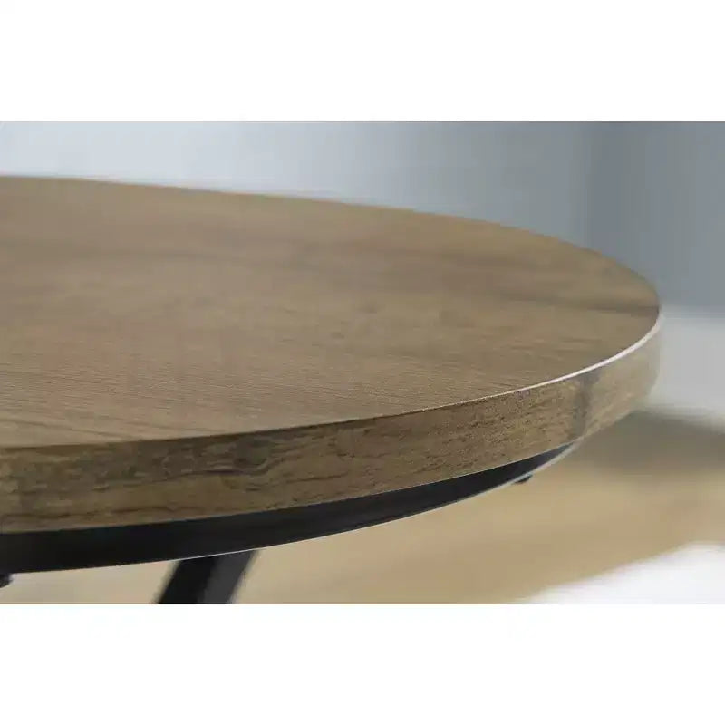 Signature Design by Ashley Cassbryn Occasional Table Set, Coffee Table and 2 End Tables, Brown Wood-Look Top with Black Metal Frame