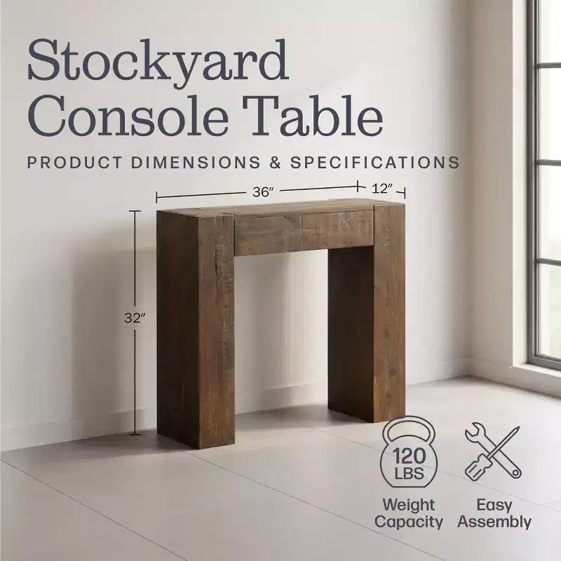 Stockyard Solid Wood Console Table 36 Inch