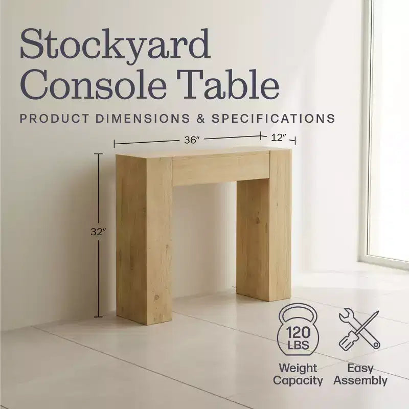 Stockyard Solid Wood Console Table 36 Inch