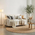 FurnitureR Modern Upholstered Sleeper Sofa with Pull-Out Bed, Convertible Loveseat Couch for Living Room, Apartment or Guest Room, Cream