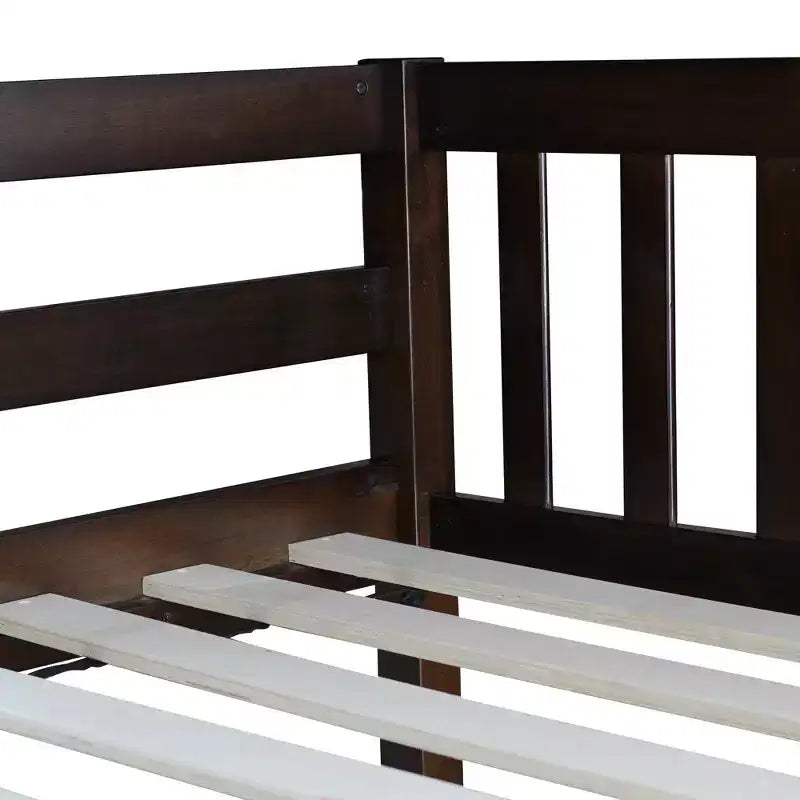 Bellemave Full Over Full Bunk Bed with 2 Drawers and Ladder , Rubber Wood Bunk Bed with Safety Guardrails ,Convertible into 2 Full Beds