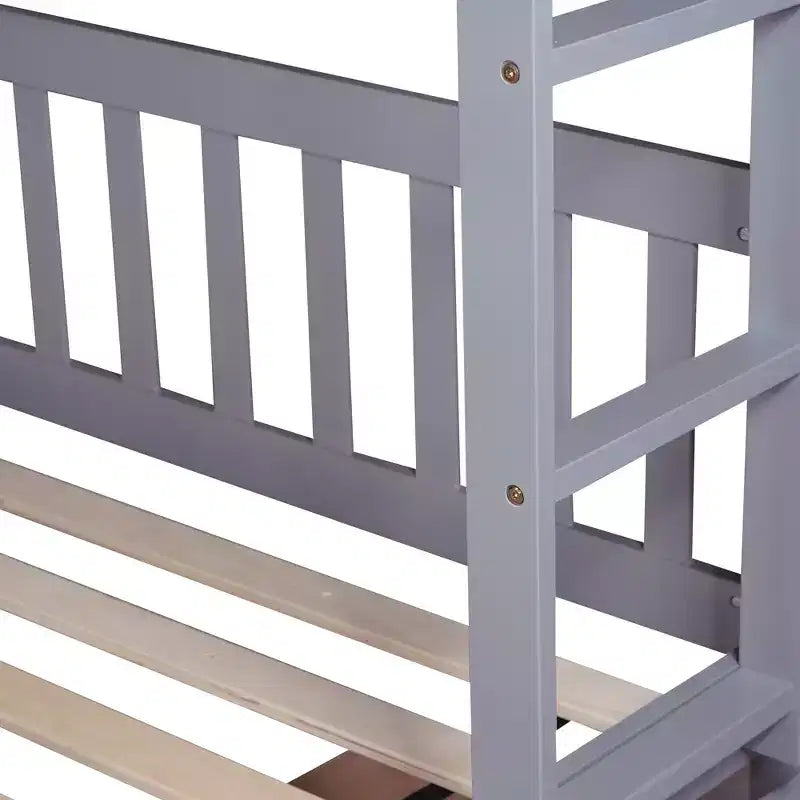 Bellemave Full Over Full Bunk Bed with 2 Drawers and Ladder , Rubber Wood Bunk Bed with Safety Guardrails ,Convertible into 2 Full Beds