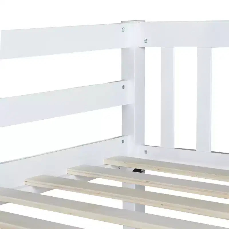 Bellemave Full Over Full Bunk Bed with 2 Drawers and Ladder , Rubber Wood Bunk Bed with Safety Guardrails ,Convertible into 2 Full Beds