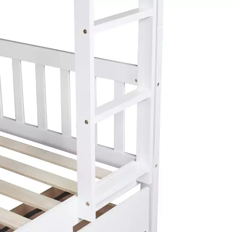 Bellemave Full Over Full Bunk Bed with 2 Drawers and Ladder , Rubber Wood Bunk Bed with Safety Guardrails ,Convertible into 2 Full Beds