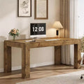 Lantine 63-Inch Solid Wood Executive Desk, Real Wooden Home Office Computer Desk, Farmhouse Writing Study Table for Home Office, Brown