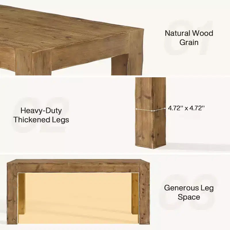 Lantine 63-Inch Solid Wood Executive Desk, Real Wooden Home Office Computer Desk, Farmhouse Writing Study Table for Home Office, Brown