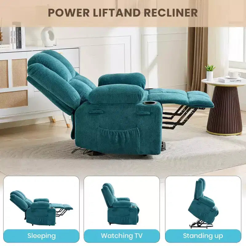 Oversized Power Lift Recliner Chair for Elderly,135Adjustable Lay Flat Lift Chair Electric Recliner Chairs, 2 Cup Holders and Stand Assist