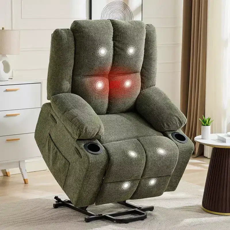 Fauteuil inclinable électrique surdimensionné pour personnes âgées, inclinable à 135°, avec 2 porte-gobelets et assistance à la levée