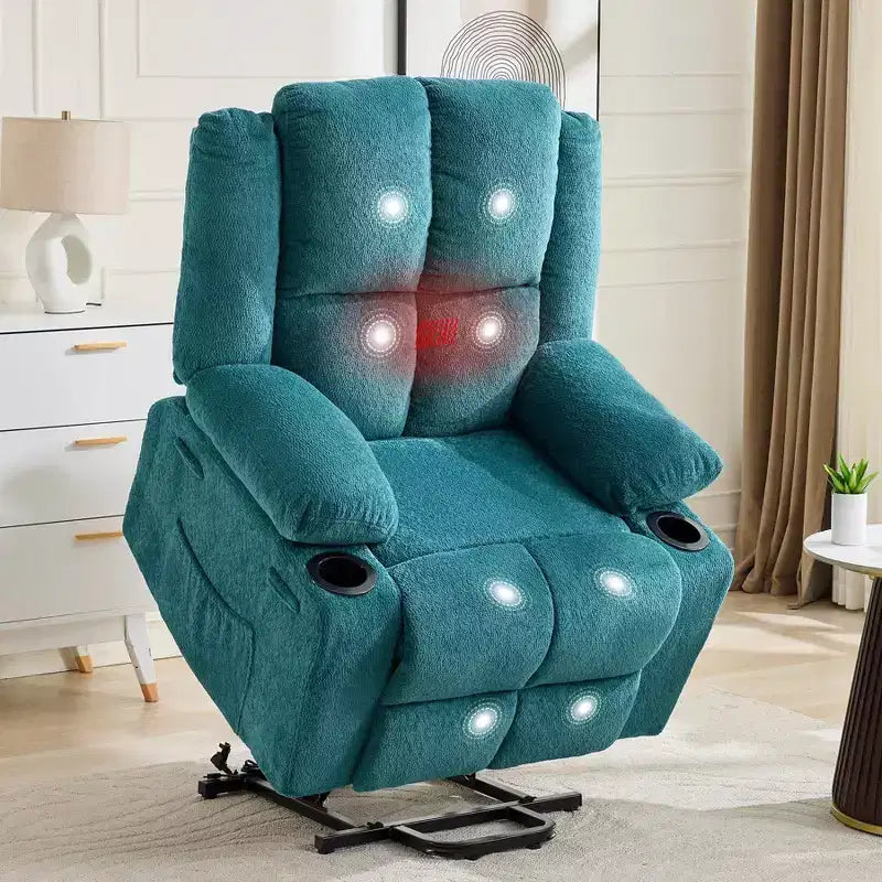 Fauteuil inclinable électrique surdimensionné pour personnes âgées, inclinable à 135°, avec 2 porte-gobelets et assistance à la levée
