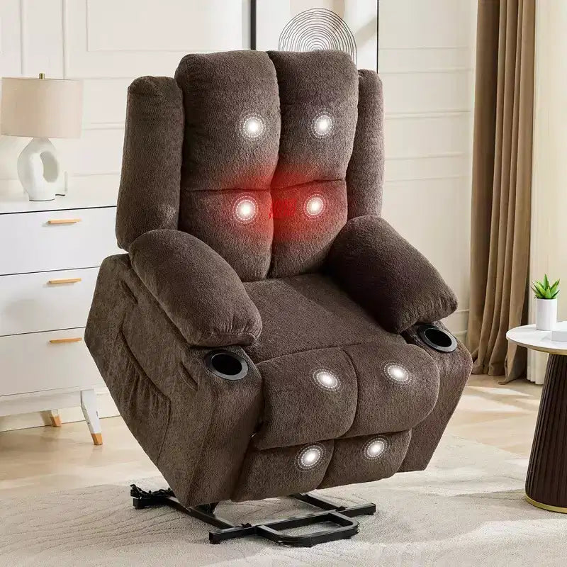 Fauteuil inclinable électrique surdimensionné pour personnes âgées, inclinable à 135°, avec 2 porte-gobelets et assistance à la levée
