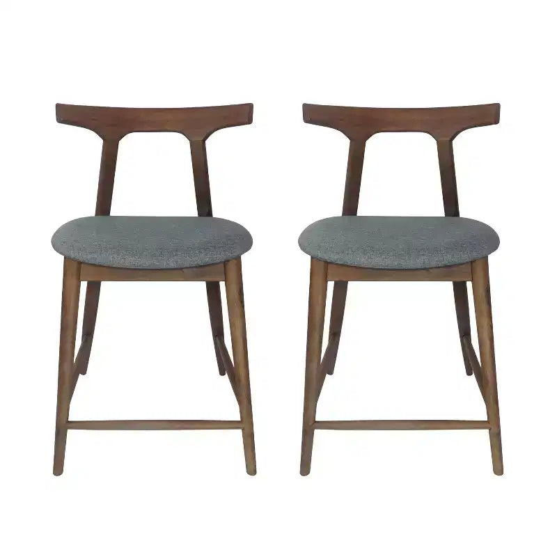 Christopher Knight Home Wanda Mid-Century Modern Rubberwood Upholstered Counter Stools (Set of 2)