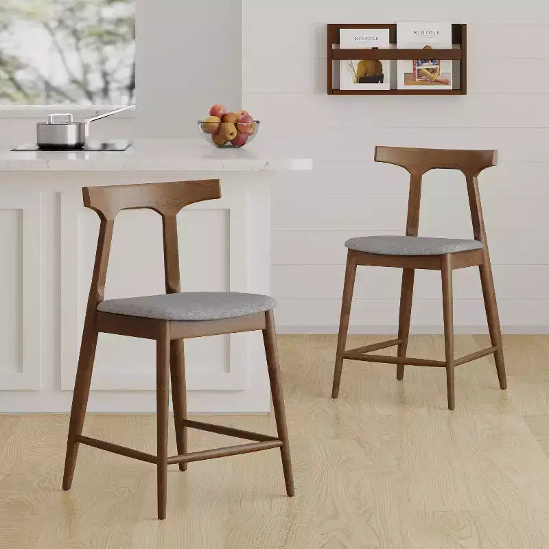 Christopher Knight Home Wanda Mid-Century Modern Rubberwood Upholstered Counter Stools (Set of 2)