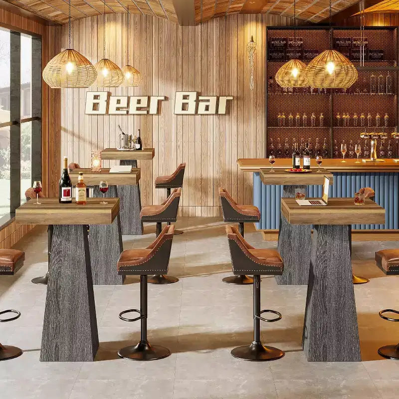 Lantine Square Bar Table, 39.96 High Pub Table, Small Home Bar Unit for Dining, Coffee, Cocktail, Small Space, Kitchen, (Only Table)