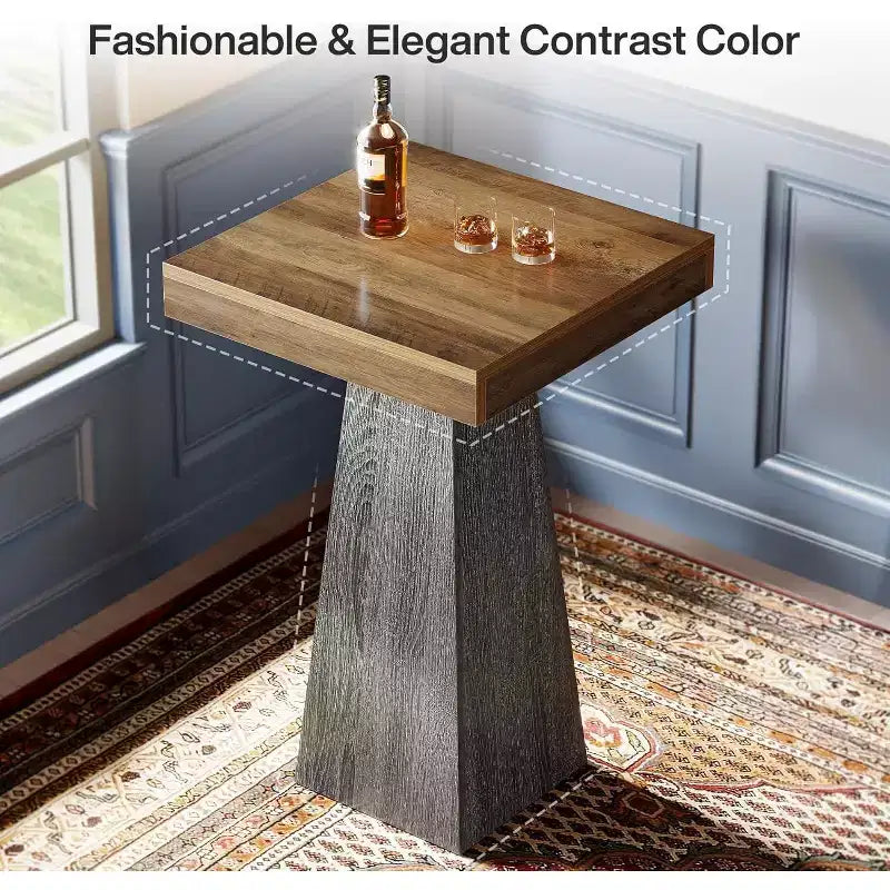 Lantine Square Bar Table, 39.96 High Pub Table, Small Home Bar Unit for Dining, Coffee, Cocktail, Small Space, Kitchen, (Only Table)