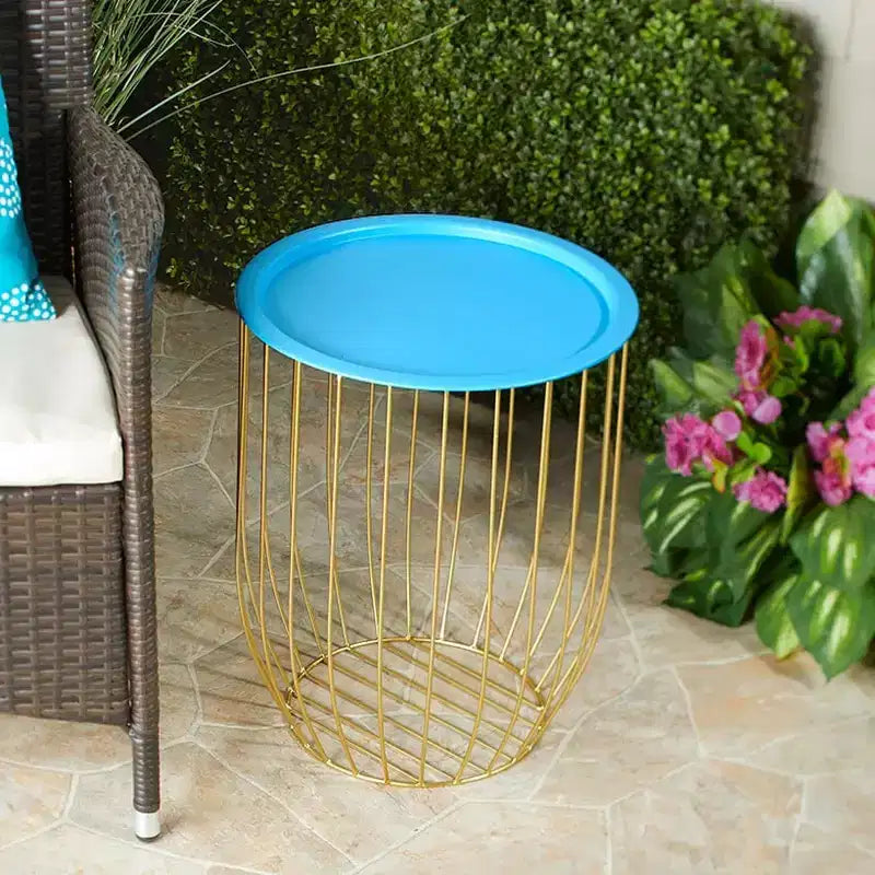 The Lakeside Collection Wire Storage Side Table with Removable Tabletop -