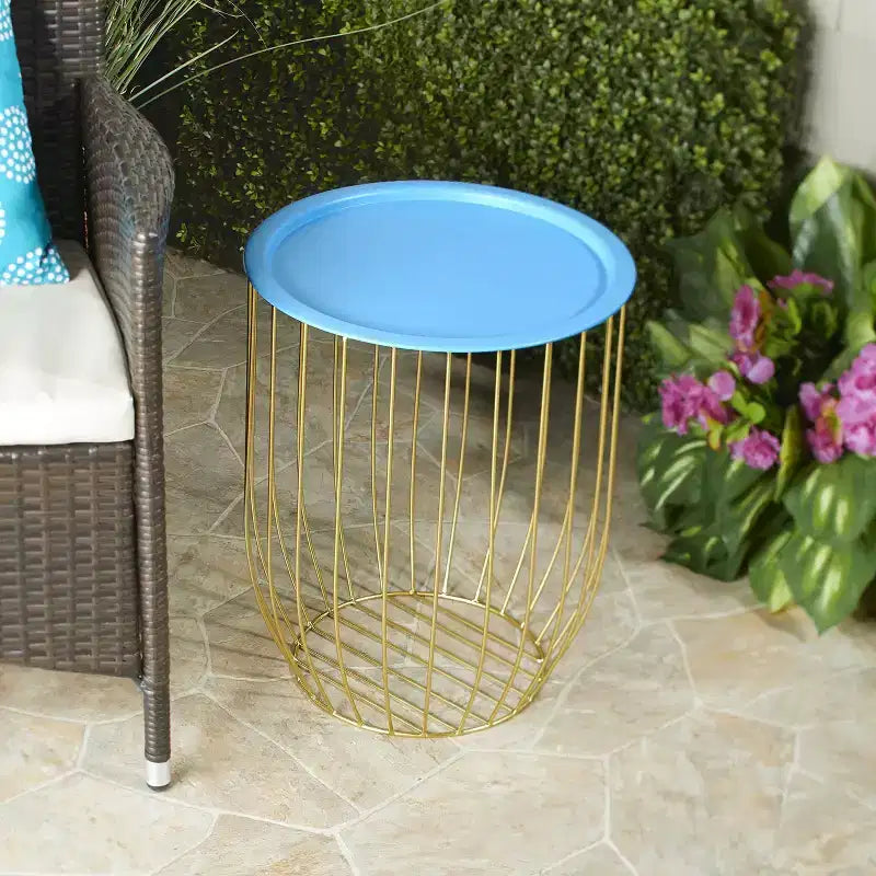 The Lakeside Collection Wire Storage Side Table with Removable Tabletop -