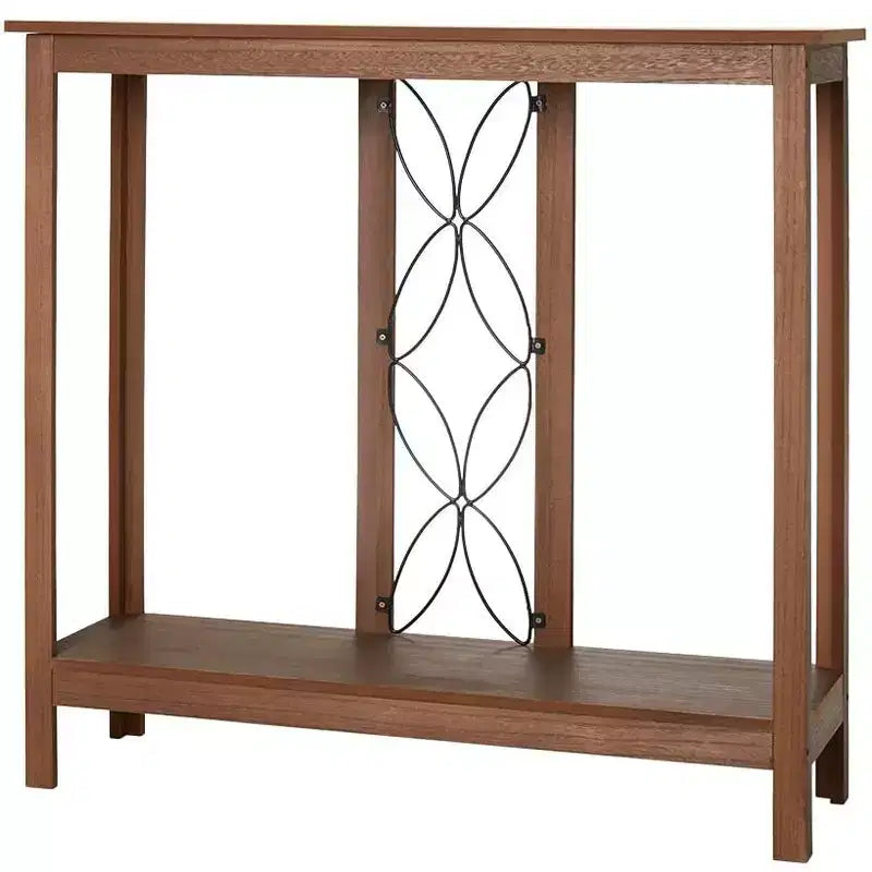 The Lakeside Collection Decorative Wood-Like Console Table or Matching Shelf with Metal Scroll -