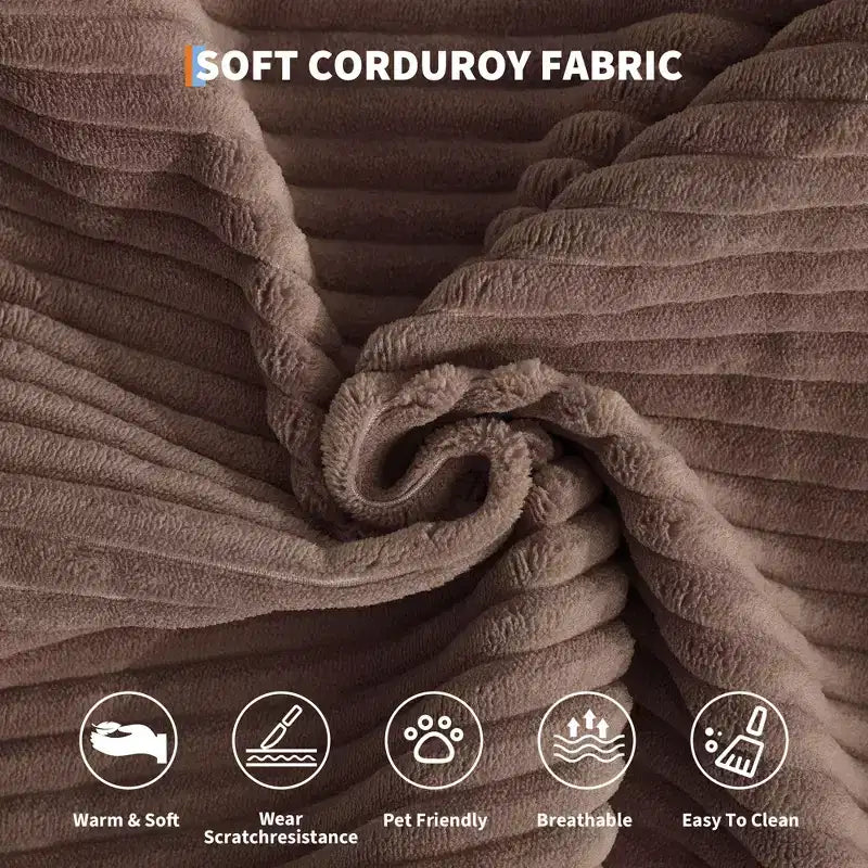 78.7 Modular Convertible Corduroy Floor Sofa Bed  Folding Sleeper Couch with Pillow, Armrest & Backrest  Space-Saving, Multi-Position
