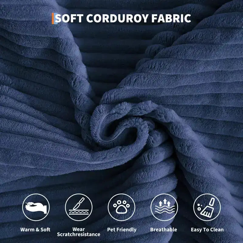 78.7 Modular Convertible Corduroy Floor Sofa Bed  Folding Sleeper Couch with Pillow, Armrest & Backrest  Space-Saving, Multi-Position