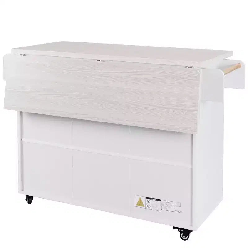 HomyCasa Kitchen Island Cart with Tilt-Out Trash Storage and Rolling Wheels, White