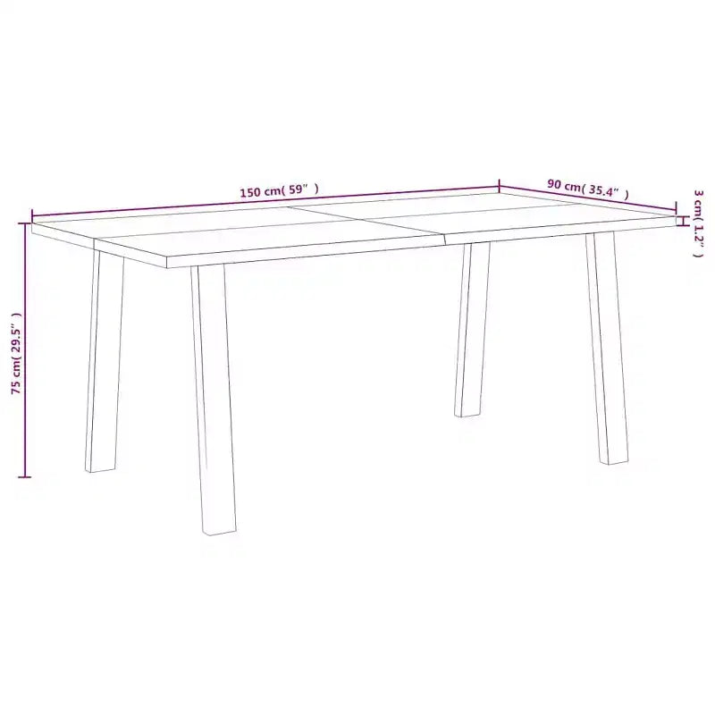 VidaXL Industrial Dining Table in Solid Acacia Wood