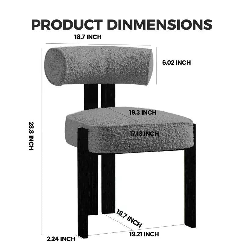 Modern Accent Dining Chairs, Dining Room Chairs, Ergonomic Curved Back Support, Sturdy Rubber Wood Legs, for Living Room, Dining Room, Kitchen