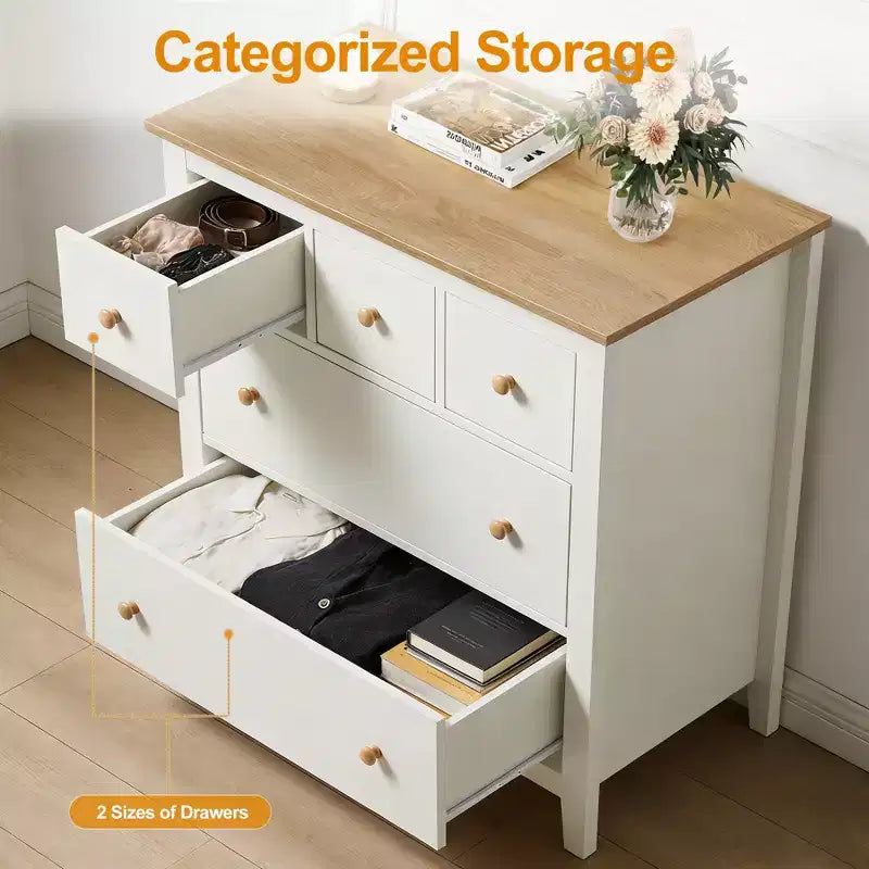 5 Drawer Dressser with Solid Wood Knobs