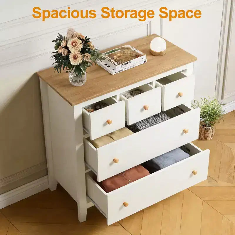 5 Drawer Dressser with Solid Wood Knobs