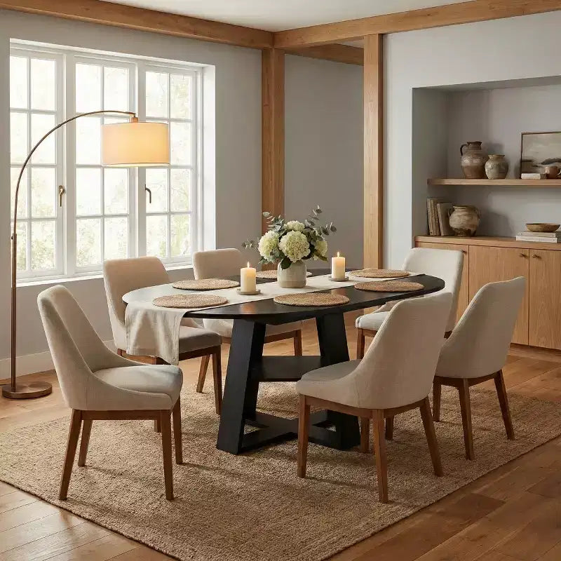 Modern Round Extendable Dining Table for 48, Removable Leaves, Dining Room Table with Storage Shelf for Kitchen or Living Room-Panipeachy