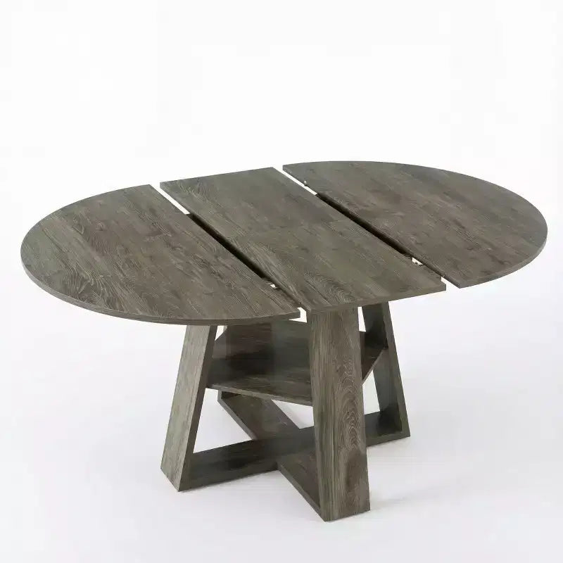 Modern Round Extendable Dining Table for 48, Removable Leaves, Dining Room Table with Storage Shelf for Kitchen or Living Room-Panipeachy