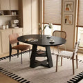 Modern Round Extendable Dining Table for 48, Removable Leaves, Dining Room Table with Storage Shelf for Kitchen or Living Room-Panipeachy