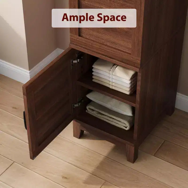 Wooden Armoire Wardrobe Closet, 72''H Clothing Storage Cabinet with Handing Rod, Armoire Clothes Organizer with Adjustable Shelves for Bedroom, Brown