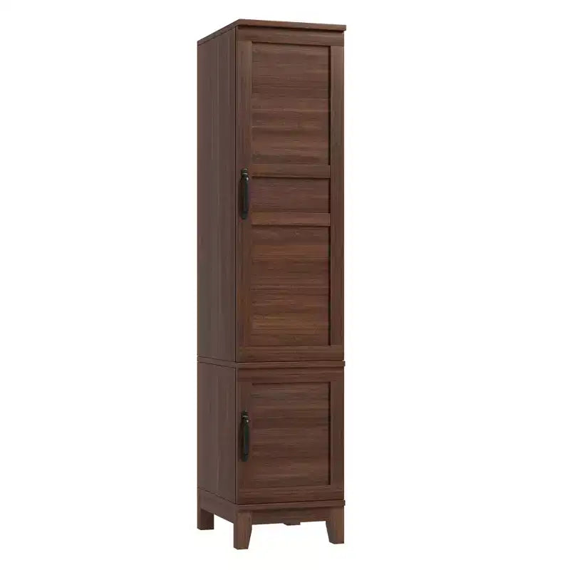 Wooden Armoire Wardrobe Closet, 72''H Clothing Storage Cabinet with Handing Rod, Armoire Clothes Organizer with Adjustable Shelves for Bedroom, Brown