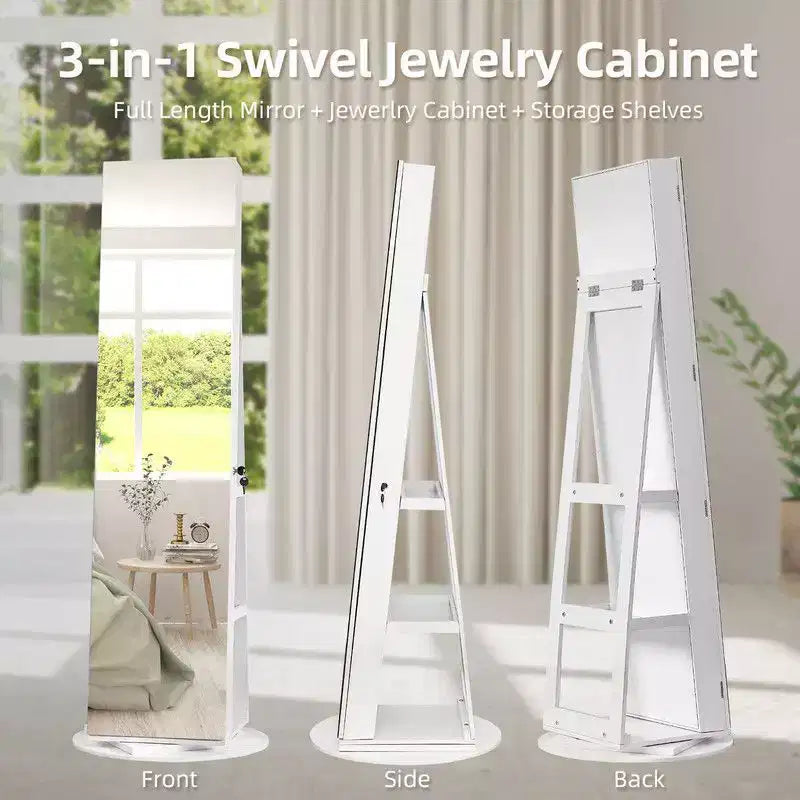 Karl Home 360 Lockable Jewelry Armoire with Full Length Mirror