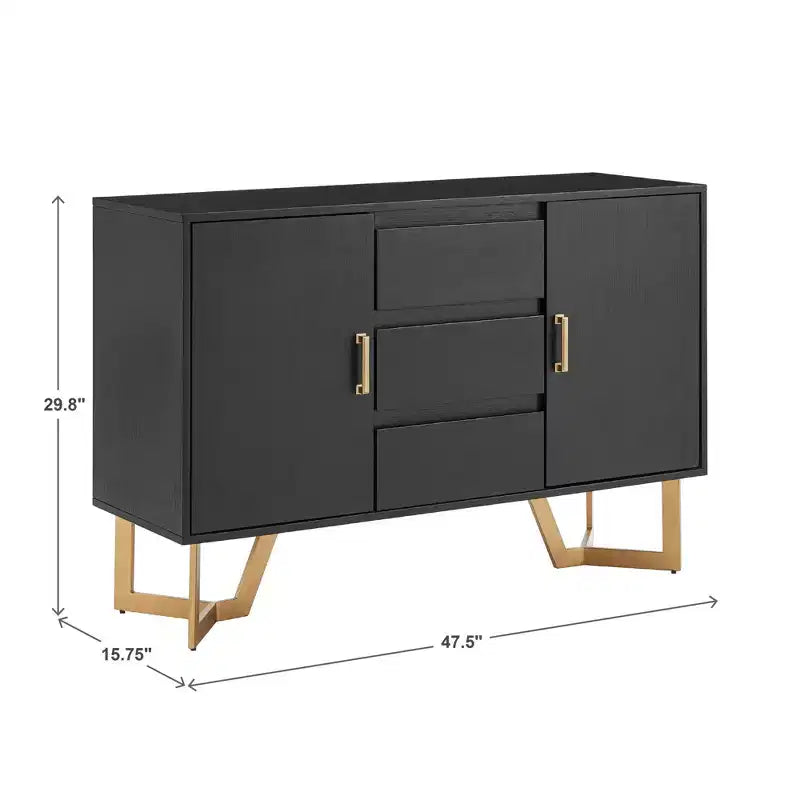 Karianne Black Finish Server with Gold Metal Base - iNSPIRE Q
