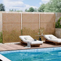 MAYEERTY Laurence Diamond Brown Galvanized Steel Room Divider, 72x47x16, 3-Piece Classic Privacy Screen