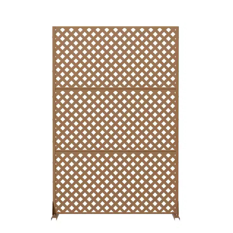 MAYEERTY Laurence Diamond Brown Galvanized Steel Room Divider, 72x47x16, 3-Piece Classic Privacy Screen