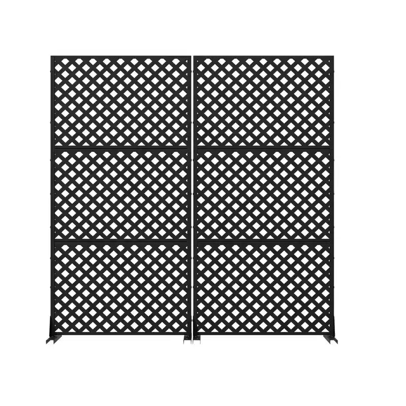 MAYEERTY Laurence Diamond Black Galvanized Steel Room Divider, 72x35x16, 3-Piece Double-Sided Decorative Screen