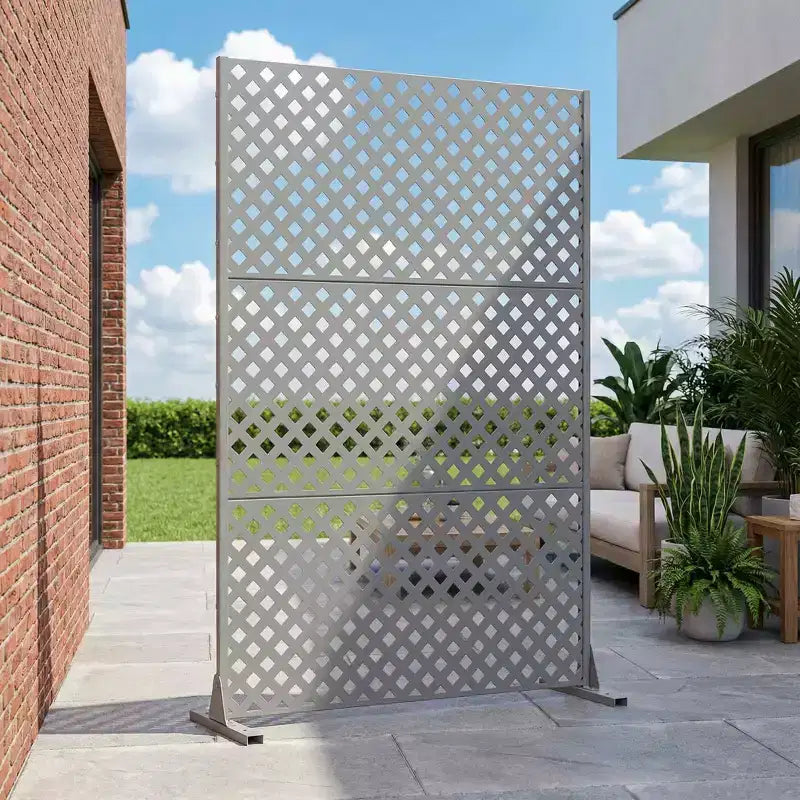 MAYEERTY Laurence Diamond Gray Galvanized Steel Room Divider, 72x47x16, 3-Piece Sturdy Privacy Screen