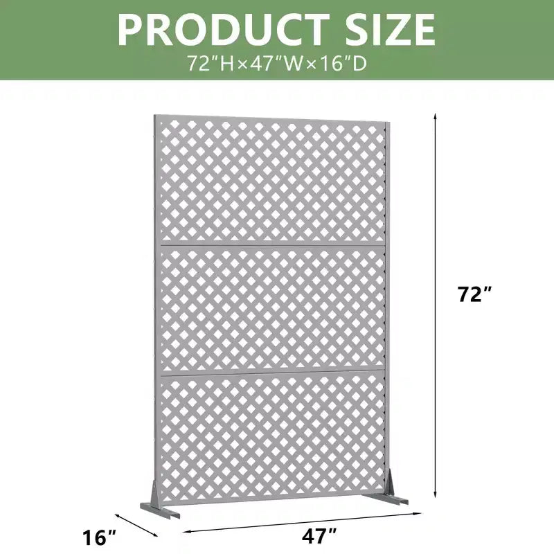 MAYEERTY Laurence Diamond Gray Galvanized Steel Room Divider, 72x47x16, 3-Piece Sturdy Privacy Screen