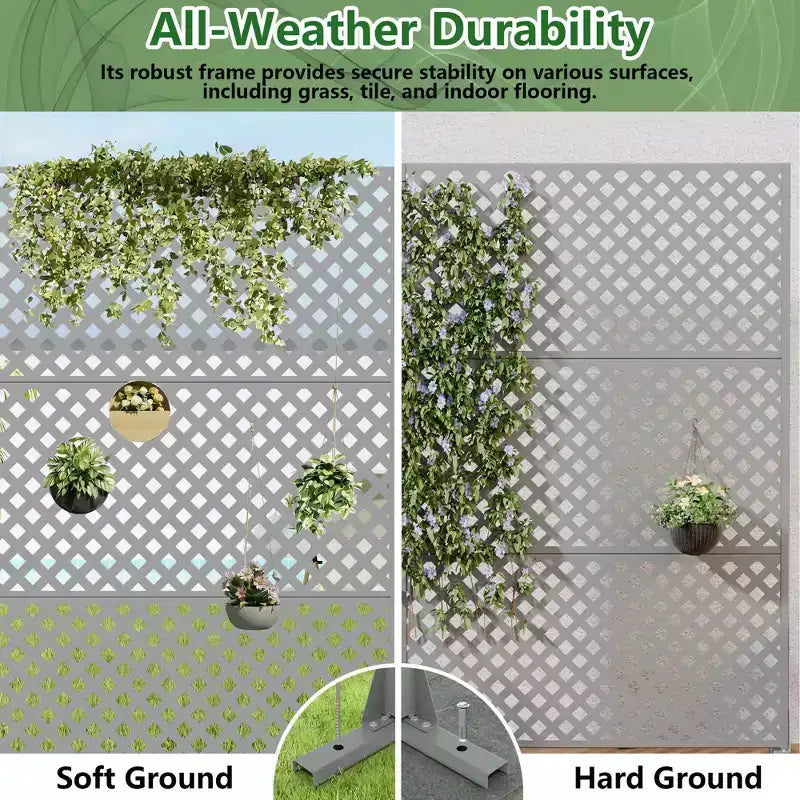 MAYEERTY Laurence Diamond Gray Galvanized Steel Room Divider, 72x47x16, 3-Piece Sturdy Privacy Screen