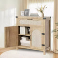 2 pack Buffet Cabinet, Sideboard with Storage - Rattan Accent Doors & Drawer, Adjustable Shelf for Living Room, Dining Room, Natural