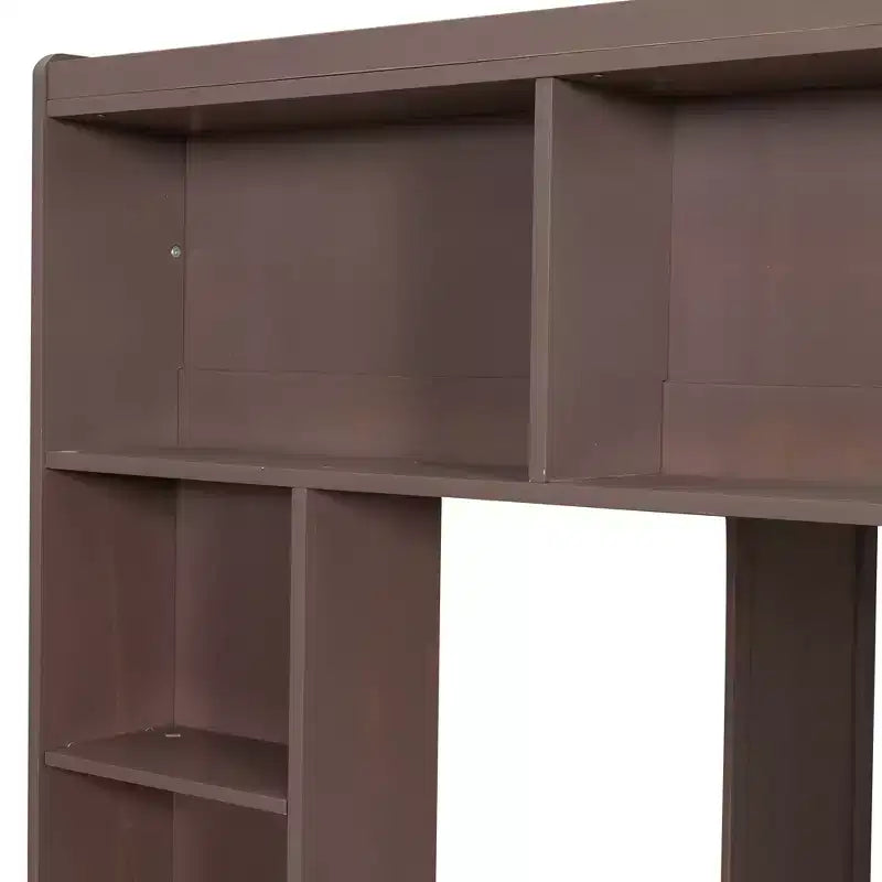 Luxystar Queen Wood Loft Bed with 8 Storage Shelves for Apartment