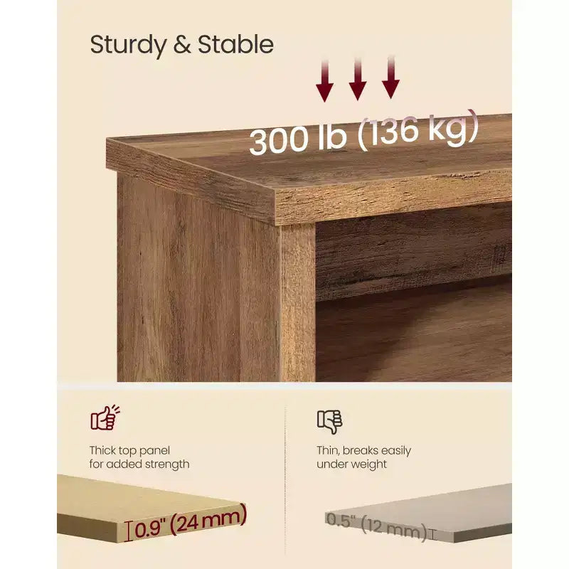 VASAGLE Shoe Bench, Storage Bench, 6 Compartments, Adjustable Shelves, for Living Room, Hallway, 29.5 x 100 x 50 cm
