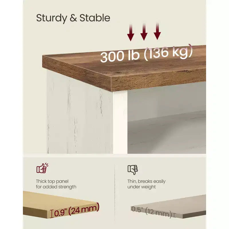 VASAGLE Shoe Bench, Storage Bench, 6 Compartments, Adjustable Shelves, for Living Room, Hallway, 29.5 x 100 x 50 cm