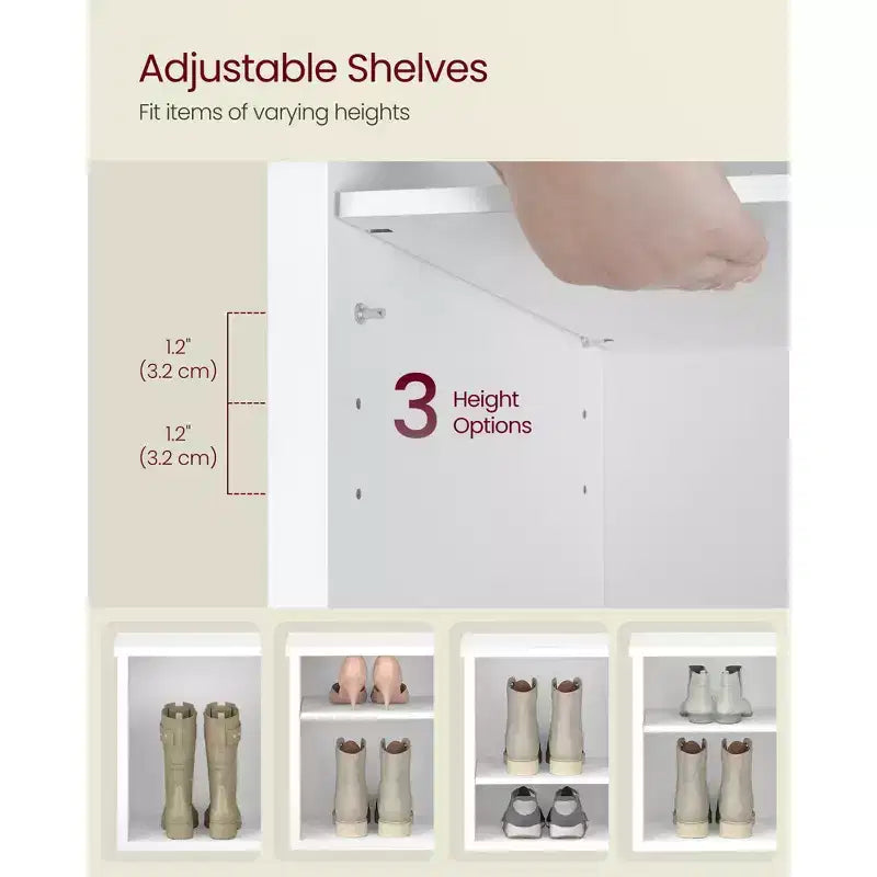 VASAGLE Shoe Bench, Storage Bench, 6 Compartments, Adjustable Shelves, for Living Room, Hallway, 29.5 x 100 x 50 cm