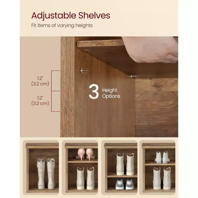 VASAGLE Shoe Bench, Storage Bench, 6 Compartments, Adjustable Shelves, for Living Room, Hallway, 29.5 x 100 x 50 cm