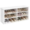 VASAGLE Shoe Bench, Storage Bench, 6 Compartments, Adjustable Shelves, for Living Room, Hallway, 29.5 x 100 x 50 cm