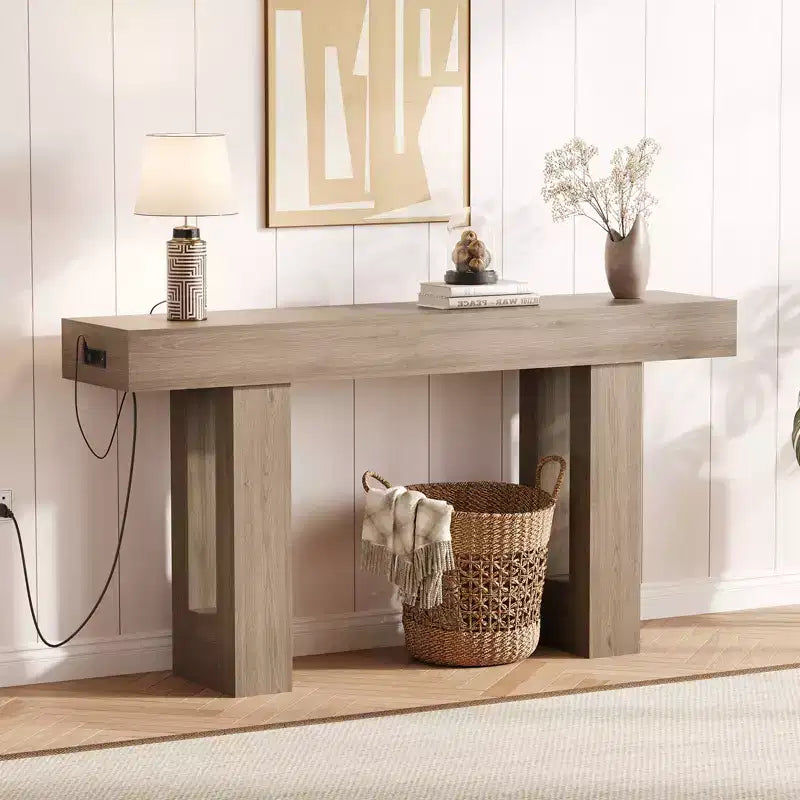 Console de canapé avec prise de courant, ports de charge USB et Type-C, table étroite extra longue pour entrée, couloir et salon